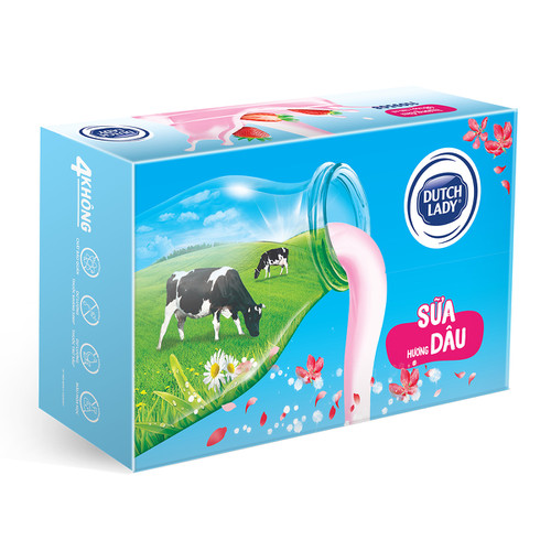 Sữa tươi Cô gái Hà lan  hương Dâu hộp 180 ml  Thùng  48 hộp